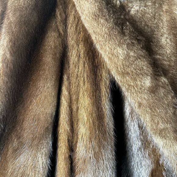 Vintage Furs Medium Brown Open Fur Overcoat by Richard Donald Womens Long Trench - Picture 8 of 15